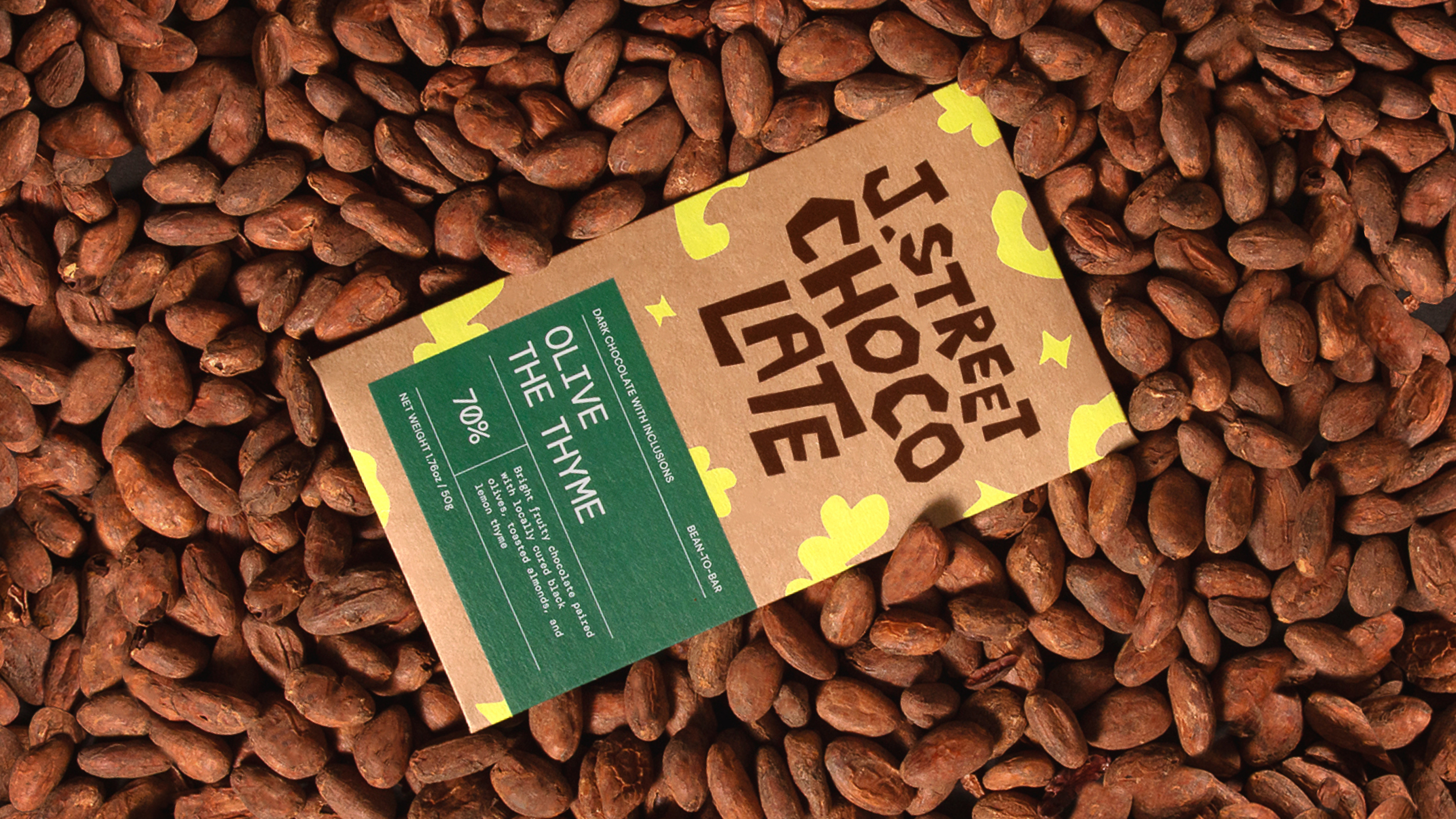 photo of the J. Street Chocolate packaging for Olive the Thyme flavor